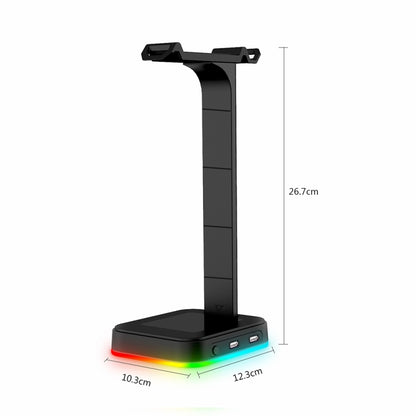 RGBD9 Colorful Glowing Gaming Headset Display Stand with Charging + Data Transmission Dual USB Interface (Black) - Anti-lost & Holder by PMC Jewellery | Online Shopping South Africa | PMC Jewellery