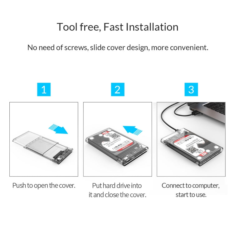 ORICO 2139C3-G2 SATA 2.5 inch USB3.1 Gen2 USB-C / Type-C Interface Transparent Hard Drive Enclosure, Support Storage Capacity: 4TB - HDD Enclosure by ORICO | Online Shopping South Africa | PMC Jewellery