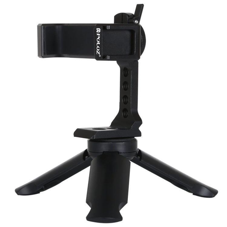 PULUZ Folding Plastic Tripod + Horizontal / Vertical Shooting Metal Clamp with Cold Shoe for iPhone, Galaxy, Huawei, Xiaomi, Sony, HTC, Google and other Smartphones - Desktop Holder by PULUZ | Online Shopping South Africa | PMC Jewellery | Buy Now Pay Later Mobicred