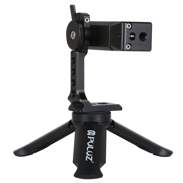 PULUZ Folding Plastic Tripod + Horizontal / Vertical Shooting Metal Clamp with Cold Shoe for iPhone, Galaxy, Huawei, Xiaomi, Sony, HTC, Google and other Smartphones - Desktop Holder by PULUZ | Online Shopping South Africa | PMC Jewellery | Buy Now Pay Later Mobicred