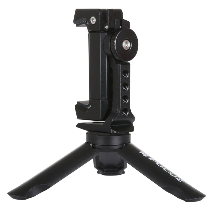 PULUZ Folding Plastic Tripod + Horizontal / Vertical Shooting Metal Clamp with Cold Shoe for iPhone, Galaxy, Huawei, Xiaomi, Sony, HTC, Google and other Smartphones - Desktop Holder by PULUZ | Online Shopping South Africa | PMC Jewellery | Buy Now Pay Later Mobicred