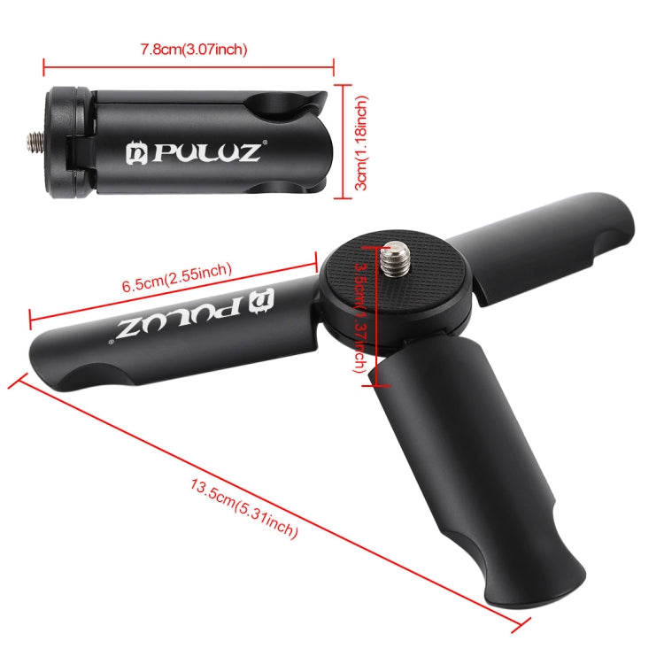 PULUZ Folding Plastic Tripod + Horizontal / Vertical Shooting Metal Clamp with Cold Shoe for iPhone, Galaxy, Huawei, Xiaomi, Sony, HTC, Google and other Smartphones - Desktop Holder by PULUZ | Online Shopping South Africa | PMC Jewellery | Buy Now Pay Later Mobicred