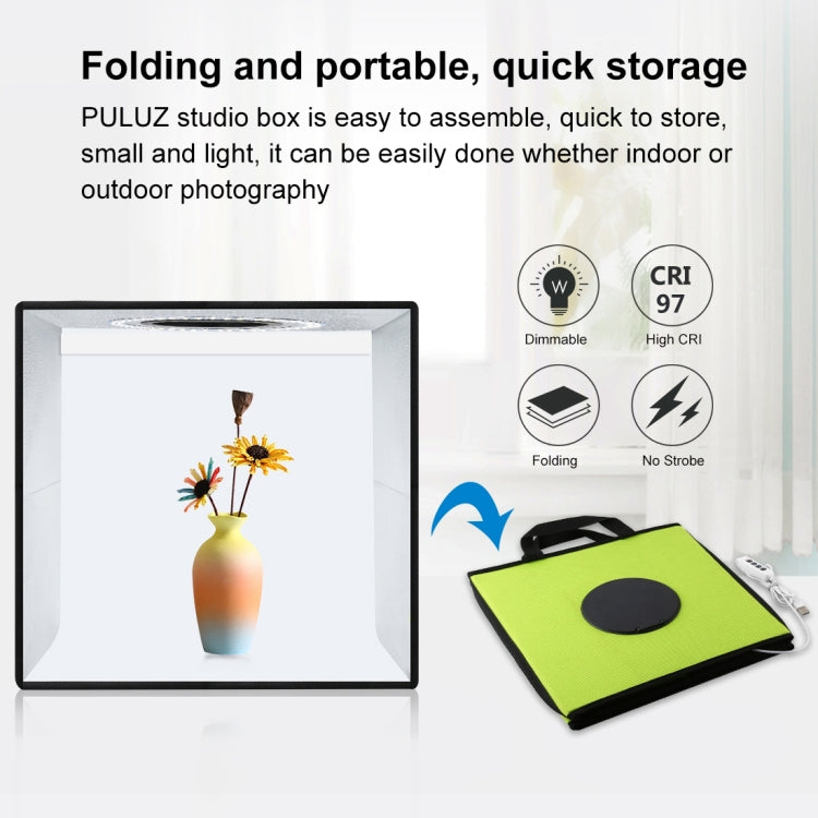 PULUZ 30cm Folding  High 97 CRI Ring Light Photo Lighting Studio Shooting Tent Box Kit with 6 Colors Backdrops (Black, White, Orange, Red, Green, Blue), Unfold Size: 30cm x 30cm x 30cm(Green) -  by PULUZ | Online Shopping South Africa | PMC Jewellery