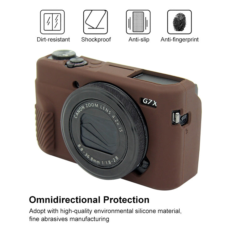 PULUZ Soft Silicone Protective Case for Canon EOS G7 X Mark II(Coffee) - Protective Case by PULUZ | Online Shopping South Africa | PMC TechLife | Buy Now Pay Later Mobicred