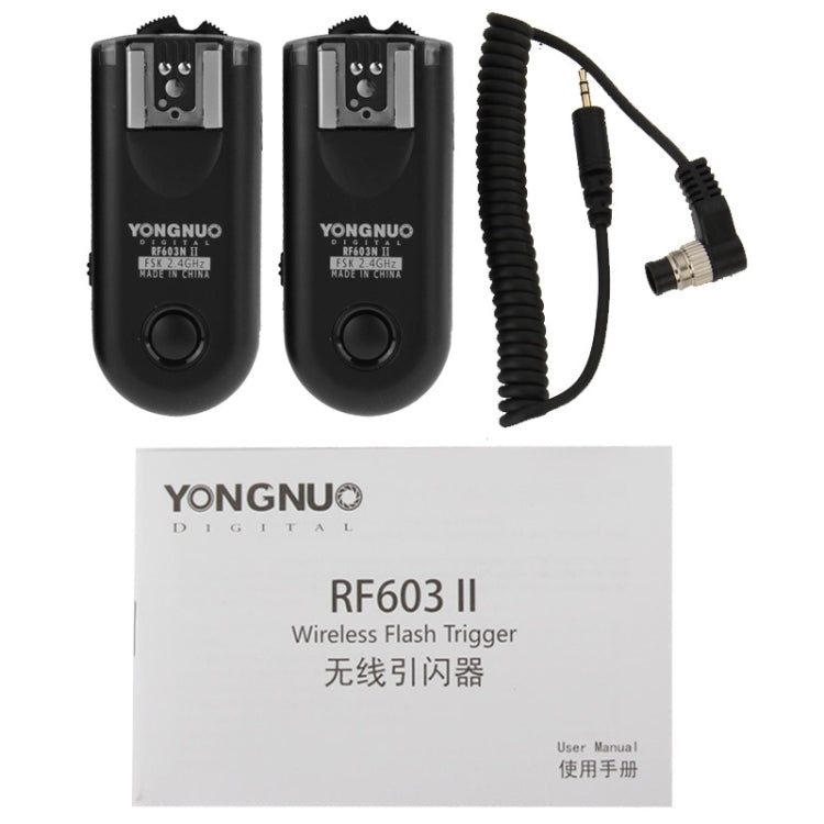 2 PCS YONGNUO RF603N II FSK 2.4GHz Wireless Flash Trigger with N1 Shutter Connecting Cable - Wireless Flash Trigger by YONGNUO | Online Shopping South Africa | PMC Jewellery | Buy Now Pay Later Mobicred