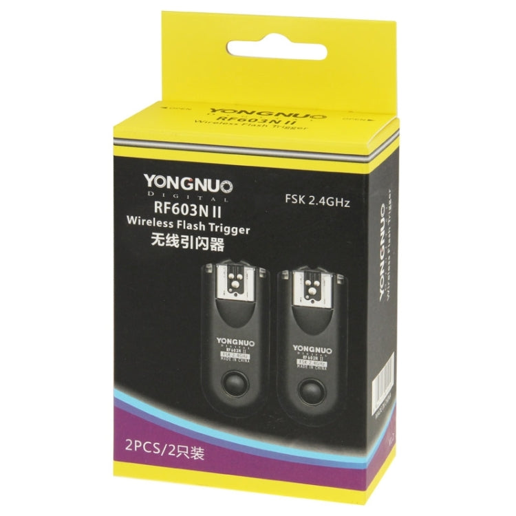 2 PCS YONGNUO RF603N II FSK 2.4GHz Wireless Flash Trigger with N1 Shutter Connecting Cable - Wireless Flash Trigger by YONGNUO | Online Shopping South Africa | PMC Jewellery | Buy Now Pay Later Mobicred