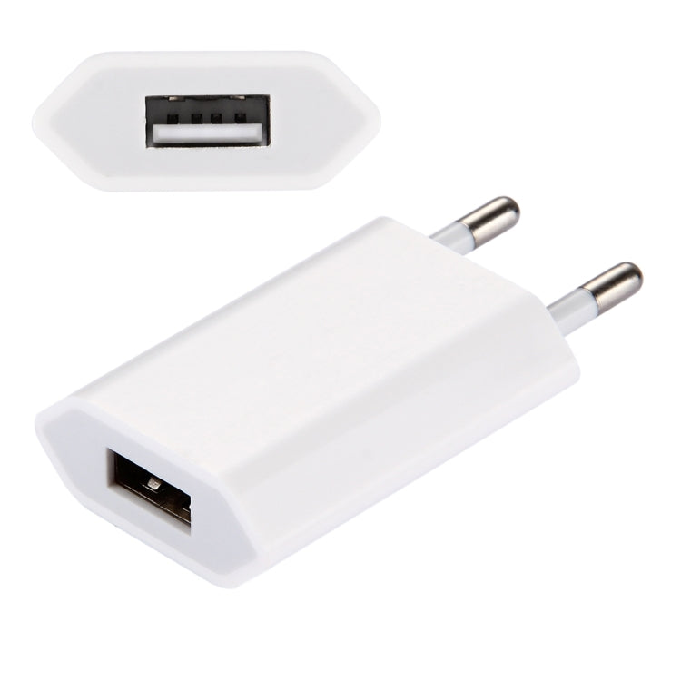 5V / 1A Single USB Port Charger Travel Charger, EU Plug(White) - USB Charger by PMC TechLife | Online Shopping South Africa | PMC TechLife | Buy Now Pay Later Mobicred