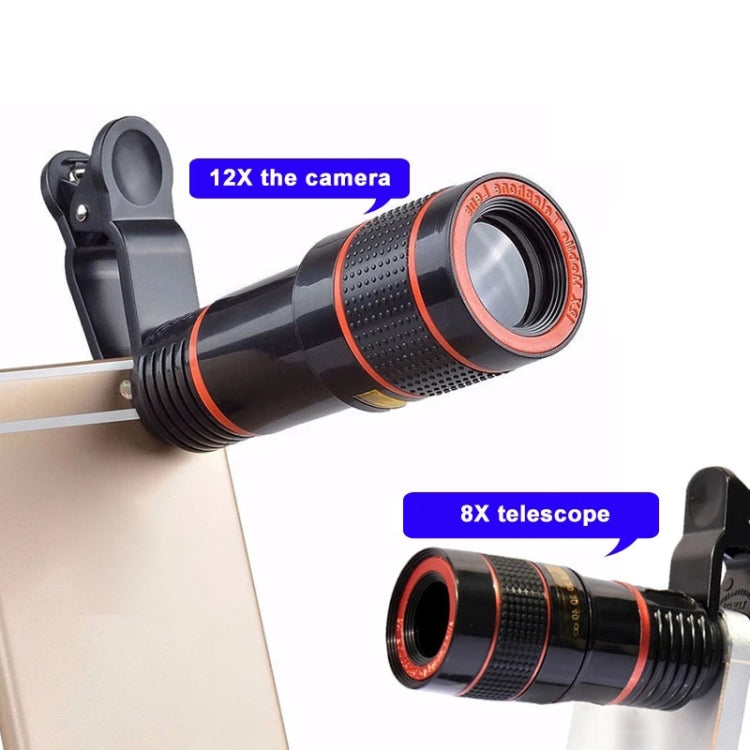 Universal 12X Zoom Optical Zoom Telescope Lens with Clip - Telescope & Microscope by PMC Jewellery | Online Shopping South Africa | PMC Jewellery