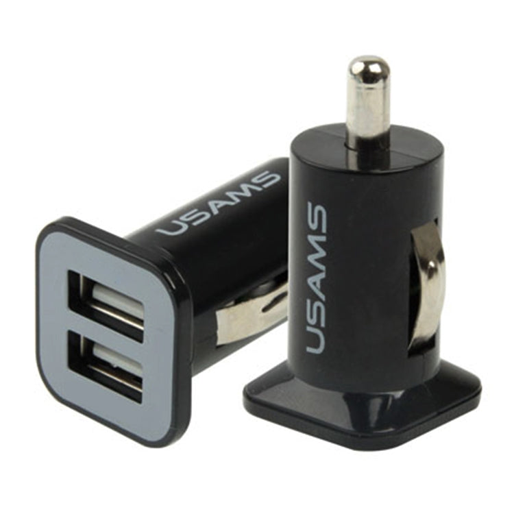 USAMS High Performance 2.1A + 1A Dual USB Port Car Charger for iPad Air 2 & Air & 4, iPhone 6 & 6 Plus & 5C & 5S & 4 & 4S, iPod touch, Galaxy Tablet / Note Series and Other Mobile Phone, Navigators(Black) - Car Charger by USAMS | Online Shopping South Africa | PMC Jewellery