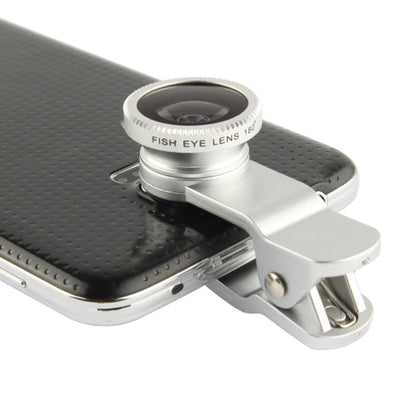 Universal 180 Degree Fisheye Lens + Macro + 0.67X Wide Lens with Clip, For Galaxy S5 / G900 / i9500 / i9300 / iPhone 5 & 5C & 5S(Silver) - Combination Lens by PMC Jewellery | Online Shopping South Africa | PMC Jewellery