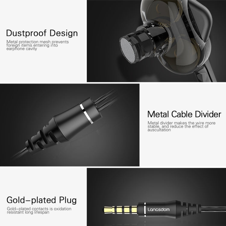 Langsdom Double Moving Coil with Wheat Headset(Black) - Bluetooth Earphone by Langsdom | Online Shopping South Africa | PMC TechLife