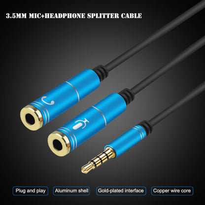 2 in 1 3.5mm Male to Double 3.5mm Female TPE High-elastic Audio Cable Splitter, Cable Length: 32cm(Blue) - Cable & Splitter by PMC Jewellery | Online Shopping South Africa | PMC Jewellery