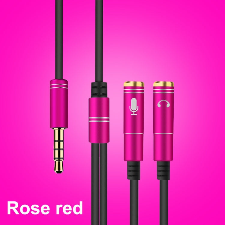 2 in 1 3.5mm Male to Double 3.5mm Female TPE High-elastic Audio Cable Splitter, Cable Length: 32cm(Rose Red) - Cable & Splitter by PMC Jewellery | Online Shopping South Africa | PMC Jewellery