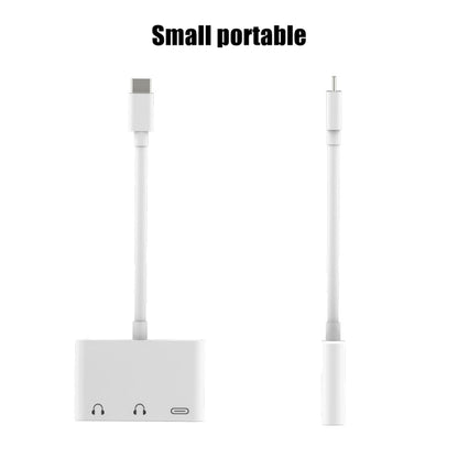 3 in 1 USB-C + 3.5mm + 3.5mm to USB-C Digital Charge Audio Adapter (White) - Audio Adapter by PMC Jewellery | Online Shopping South Africa | PMC Jewellery