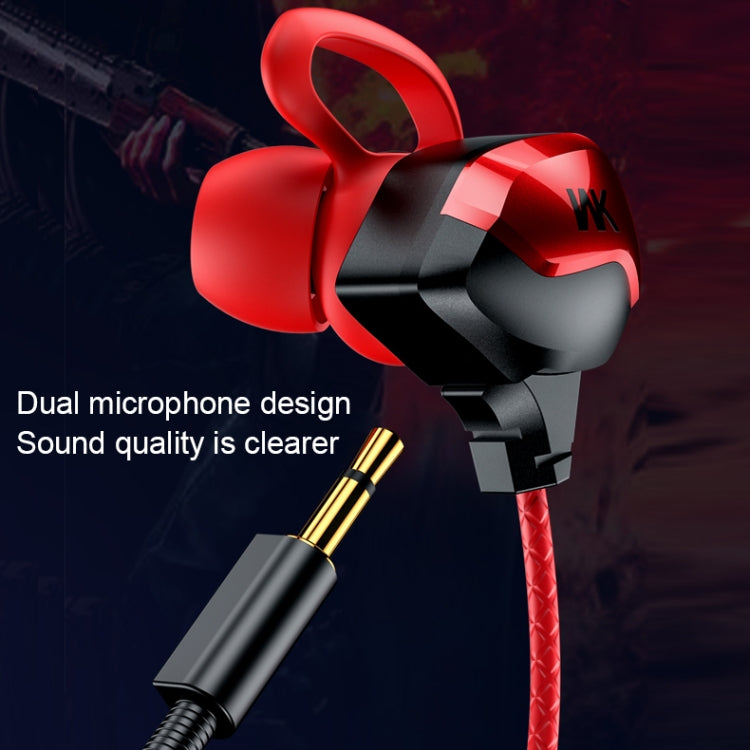 WK ET-Y30 ET Series 3.5mm Elbow In-ear Wired Wire-control Gaming Earphone with Microphone (Red) - Normal Style Earphone by WK | Online Shopping South Africa | PMC Jewellery