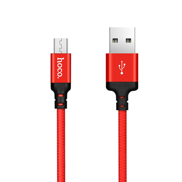 hoco X14 2m Nylon Braided Aluminium Alloy Micro USB to USB Data Sync Charging Cable(Red) - Micro USB Cable by hoco | Online Shopping South Africa | PMC Jewellery