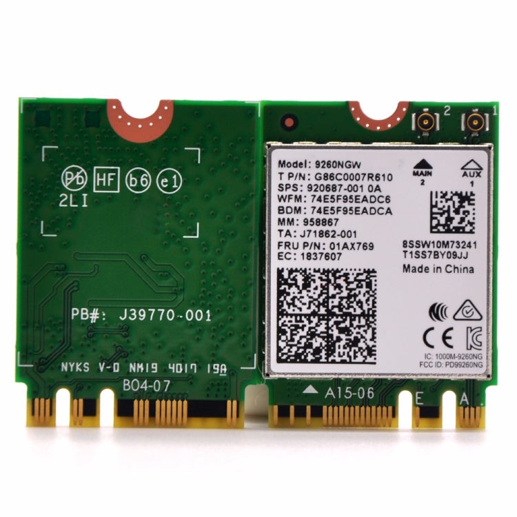 9260NGW Wireless-AC Dual Band 802.11ac 1730Mbps Bluetooth 5.0 WLAN Network Card - Add-on Cards by PMC TechLife | Online Shopping South Africa | PMC TechLife