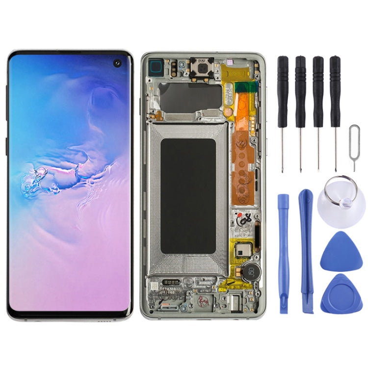 Original Super AMOLED LCD Screen for Galaxy S10 4G Digitizer Full Assembly with Frame (White) - LCD Screen by PMC Jewellery | Online Shopping South Africa | PMC Jewellery