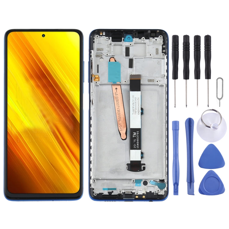 Original LCD Screen for Xiaomi Poco X3 NFC / Poco X3 Digitizer Full Assembly with Frame(Blue) - LCD Screen by PMC Jewellery | Online Shopping South Africa | PMC Jewellery