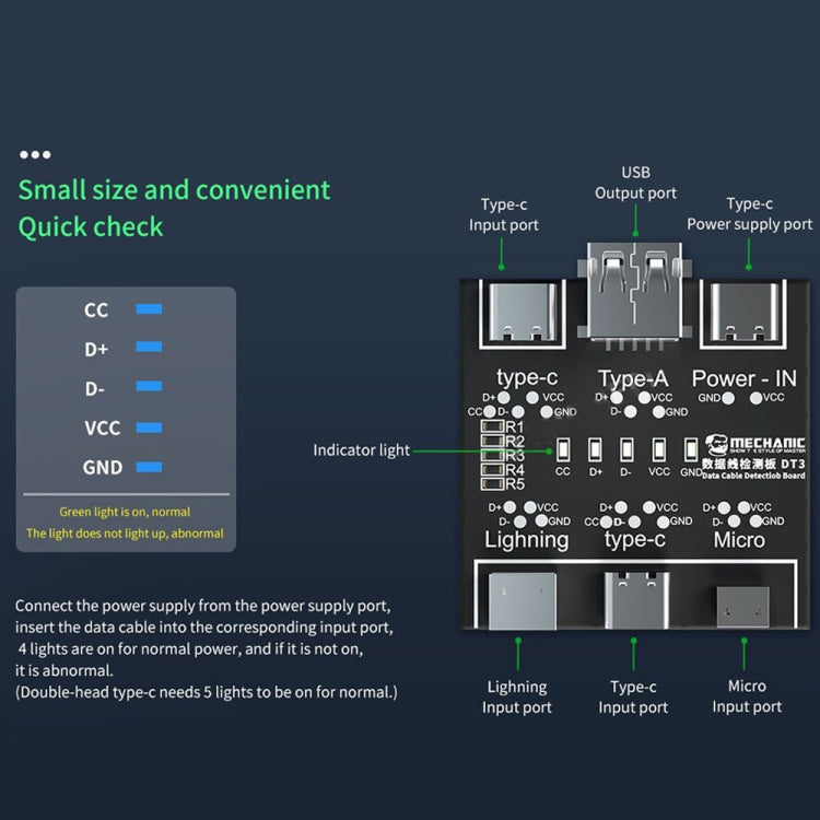 MECHANIC DT3 USB Data Cable Detection Board Short Circuit On-Off Switching Tester - Test Tools by MECHANIC | Online Shopping South Africa | PMC Jewellery | Buy Now Pay Later Mobicred