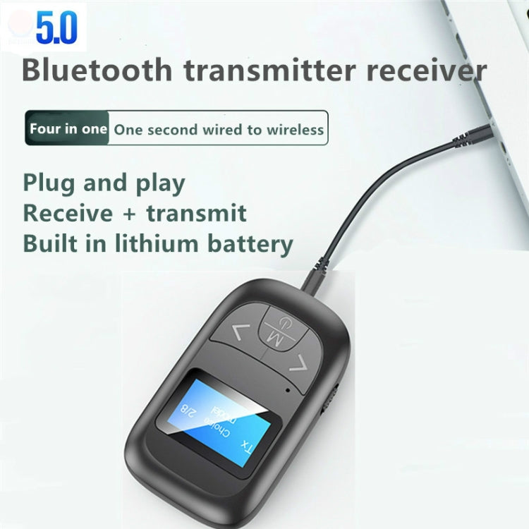 T14 2 in 1 Bluetooth Adapter Car Hands-free Call Bluetooth Receiver Transmitter with LCD Digital Display - Audio Receiver Transmitter by PMC TechLife | Online Shopping South Africa | PMC TechLife