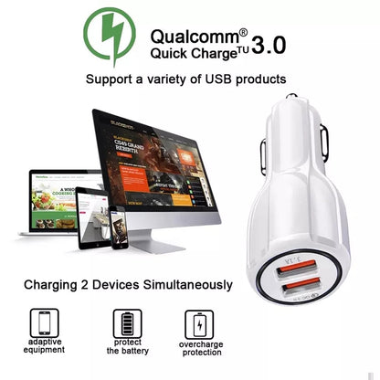 Qc3.0 Dual USB 6A Vehicle Fast Charger / Mobile Phone Tablet Fast Charging(White) - Car Charger by PMC Jewellery | Online Shopping South Africa | PMC Jewellery