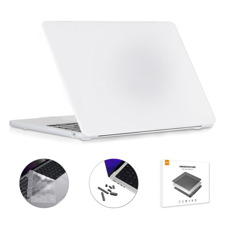 For MacBook Air 13.6 2022/2024 A2681 M2 / A3113 M3 EU Version ENKAY 3 in 1 Matte Laptop Case with TPU Keyboard Film / Anti-dust Plugs(White) - MacBook Air Cases by ENKAY | Online Shopping South Africa | PMC Jewellery | Buy Now Pay Later Mobicred