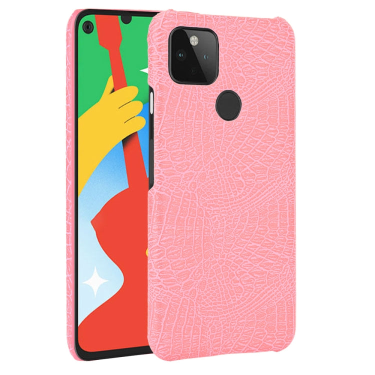For Google Pixel 5 Shockproof Crocodile Texture PC + PU Case(Pink) - Google Cases by PMC TechLife | Online Shopping South Africa | PMC TechLife | Buy Now Pay Later Mobicred