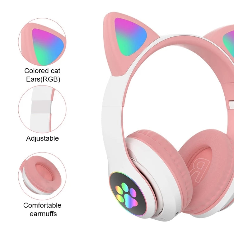 T&G TN-28 3.5mm Bluetooth 5.0 Dual Connection RGB Cat Ear Bass Stereo Noise-cancelling Headphones Support TF Card With Mic(Purple) - Headset & Headphone by T&G | Online Shopping South Africa | PMC Jewellery