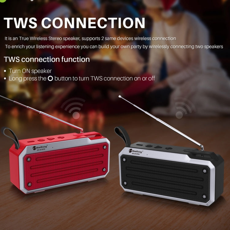 NewRixing NR4018FM TWS Portable Stereo Bluetooth Speaker, Support TF Card / FM / 3.5mm AUX / U Disk / Hands-free Call(Red) - Mini Speaker by New Rixing | Online Shopping South Africa | PMC Jewellery