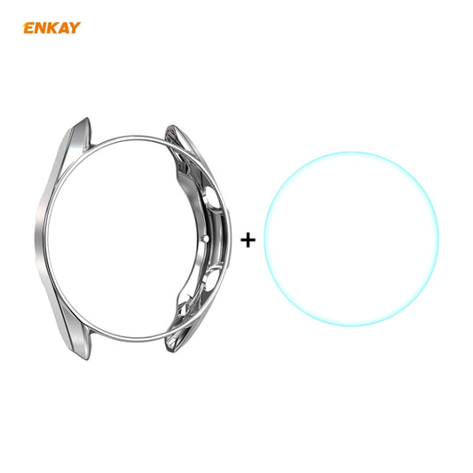 For Samsung Galaxy Watch 3 45mm 2 in 1 ENKAY Hat-Prince Electroplate Soft TPU Case + 0.2mm 9H 2.15D Curved Edge Tempered Glass Film(Silver) - Watch Cases by ENKAY | Online Shopping South Africa | PMC Jewellery | Buy Now Pay Later Mobicred