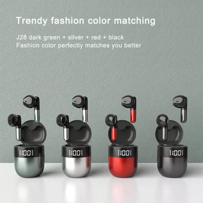 J28 TWS Wireless Bluetooth Earphones LED Digital Display HIFI Music Sport Earphone(Green) - TWS Earphone by PMC Jewellery | Online Shopping South Africa | PMC Jewellery