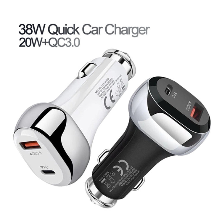 YSY-312PD QC3.0 18W USB + PD 20W USB-C / Type-C Car Charger with USB to USB-C / Type-C Data Cable(Black) - Car Charger by PMC Jewellery | Online Shopping South Africa | PMC Jewellery