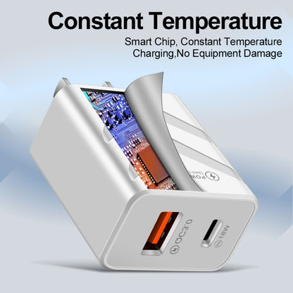 LZ-715 20W PD + QC 3.0 Dual Ports Fast Charging Travel Charger with USB to 8 Pin Data Cable, US Plug(White) - USB Charger by PMC Jewellery | Online Shopping South Africa | PMC Jewellery