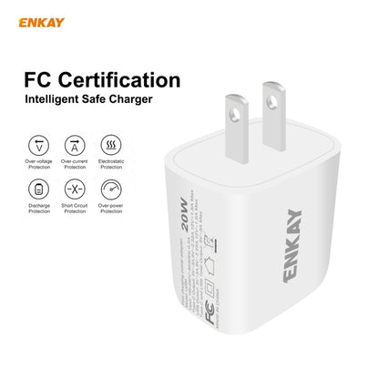 ENKAY Hat-Prince 20W PD Type-C + QC 3.0 USB Fast Charging Travel Charger Power Adapter with Fast Charge Data Cable, US Plug(With Type-C Cable) - USB Charger by ENKAY | Online Shopping South Africa | PMC Jewellery