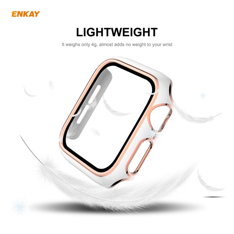 ENKAY Hat-Prince Full Coverage Electroplated PC Case + Tempered Glass Protector for Apple Watch Series 6 / 5 / 4 / SE 40mm(Black+Silver) - Watch Cases by ENKAY | Online Shopping South Africa | PMC TechLife | Buy Now Pay Later Mobicred