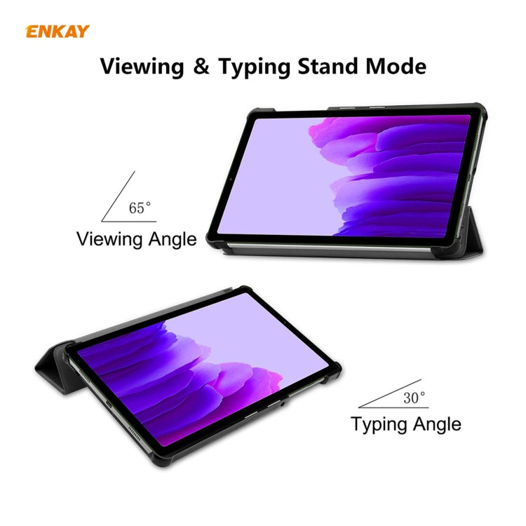 ENKAY PU Leather + Plastic Case with Three-folding Holder for Samsung Galaxy Tab A7 Lite T220 / T225(Black) - free shipping - PMC TechLife - Order now!