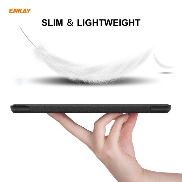 ENKAY PU Leather + Plastic Case with Three-folding Holder for Samsung Galaxy Tab A7 Lite T220 / T225(Black) - free shipping - PMC TechLife - Order now!