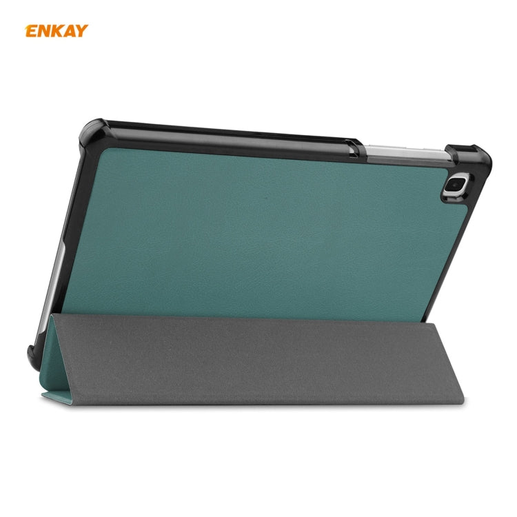 ENKAY PU Leather + Plastic Case with Three-folding Holder for Samsung Galaxy Tab A7 Lite T220 / T225(Green) - free shipping - PMC TechLife - Order now!