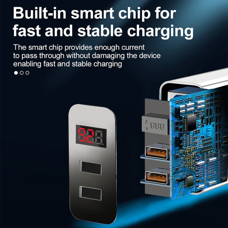 F002C QC3.0 USB + USB 2.0 LED Digital Display Fast Charger with USB to 8 Pin Data Cable, US Plug(White) - USB Charger by PMC TechLife | Online Shopping South Africa | PMC TechLife | Buy Now Pay Later Mobicred