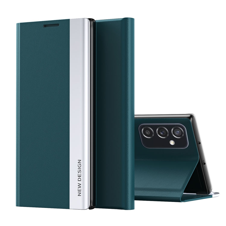For Samsung Galaxy A33 5G Side Electroplated Magnetic Flip Leather Case with Holder(Green) - Galaxy Phone Cases by PMC TechLife | Online Shopping South Africa | PMC TechLife