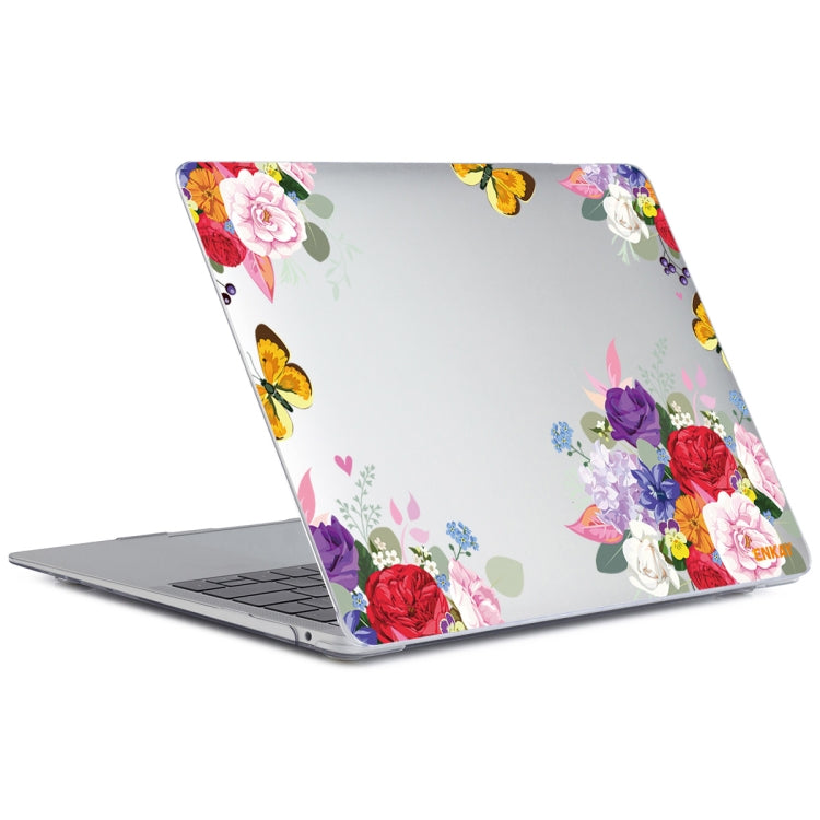 ENKAY Flower Series Pattern Laotop Protective Crystal Case For MacBook Air 13.3 inch A1932 / A2179 / A2337(Rose) - MacBook Air Cases by ENKAY | Online Shopping South Africa | PMC Jewellery