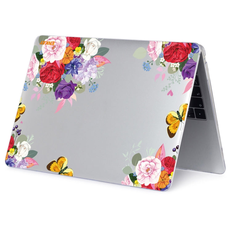 ENKAY Flower Series Pattern Laotop Protective Crystal Case for MacBook Pro 16 inch A2141(Rose) - MacBook Pro Cases by ENKAY | Online Shopping South Africa | PMC Jewellery