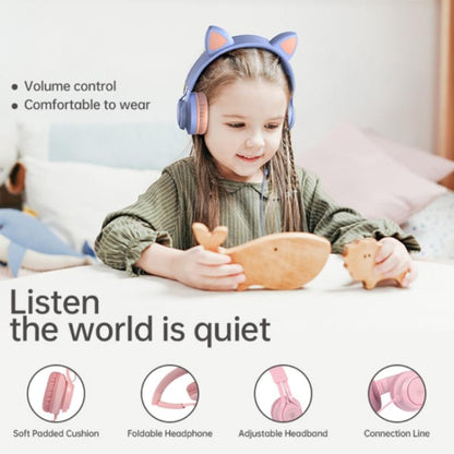 EP08 Cute Cat Ear Child Music Stereo Wired Headset with Mic(Purple) - Headset & Headphone by PMC Jewellery | Online Shopping South Africa | PMC Jewellery