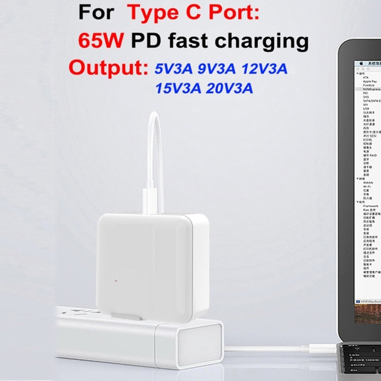 PD-65W USB-C / Type-C + QC3. 0 USB Laptop Charging Adapter + 1.8m USB-C / Type-C to MagSafe 2 / T Head Data Cable, AU Plug / US Plug(White) - Cable & Adapter by PMC TechLife | Online Shopping South Africa | PMC TechLife