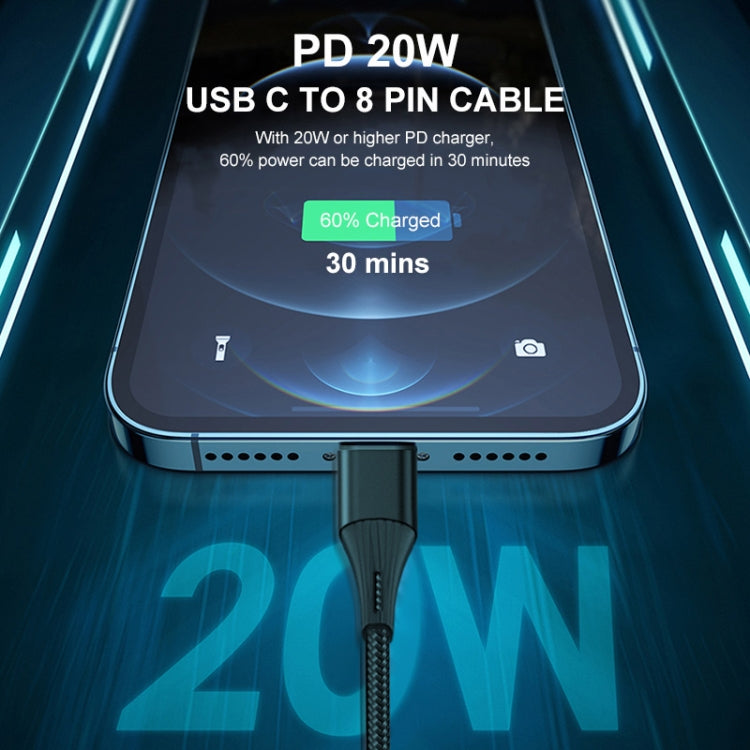 ENKAY PD 20W 3A USB-C / Type-C to 8 Pin Fast Charging Nylon Braided Data Cable, Length:1m(Green) - Normal Style Cable by ENKAY | Online Shopping South Africa | PMC Jewellery