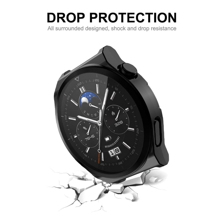 For Huawei Watch GT 3 Pro 46mm ENKAY Full Coverage Electroplated Soft TPU Case with Screen Protection(Black) - Watch Cases by ENKAY | Online Shopping South Africa | PMC Jewellery | Buy Now Pay Later Mobicred