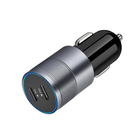 PD 40W Dual PD3.0 Type-C Car Charger(Grey) - Car Charger by PMC Jewellery | Online Shopping South Africa | PMC Jewellery