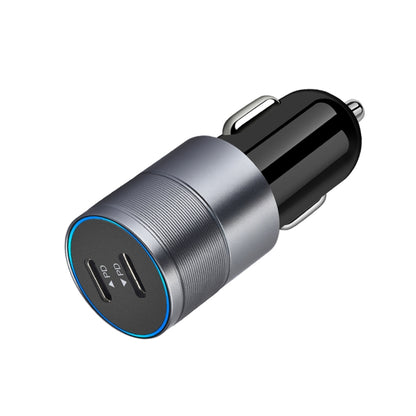Dual PD 3.0 40W USB-C / Type-C Car Charger with 1m USB-C / Type-C to 8 Pin Data Cable(Grey) - Car Charger by PMC Jewellery | Online Shopping South Africa | PMC Jewellery