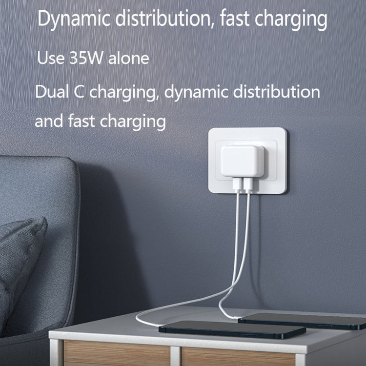 PD 35W Dual USB-C / Type-C Ports Charger with 1.5m Type-C to 8 Pin Data Cable, UK Plug - USB Charger by PMC Jewellery | Online Shopping South Africa | PMC Jewellery